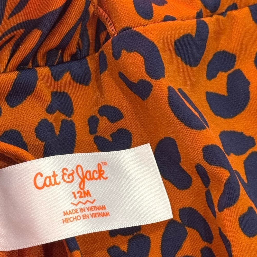Orange Leopard Print Ruffle Swimsuit - Picture 2 of 4